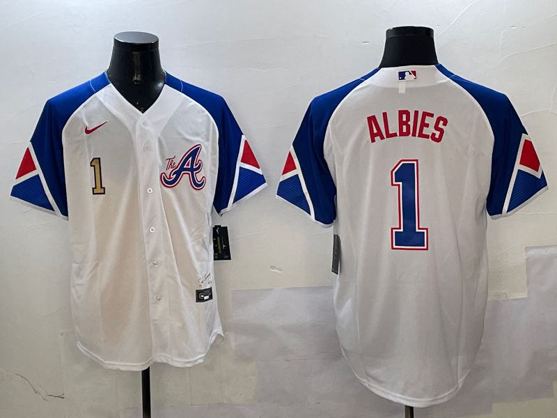 Men Atlanta Braves #1 Albies White City Edition 2025 Nike MLB Jersey style 5->atlanta braves->MLB Jersey